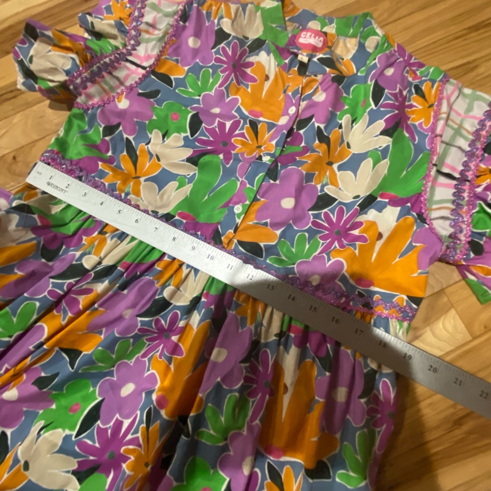 CeliaB Floral Tiered Mini Dress in Pink, Yellow & Green - Picture 11 of 13